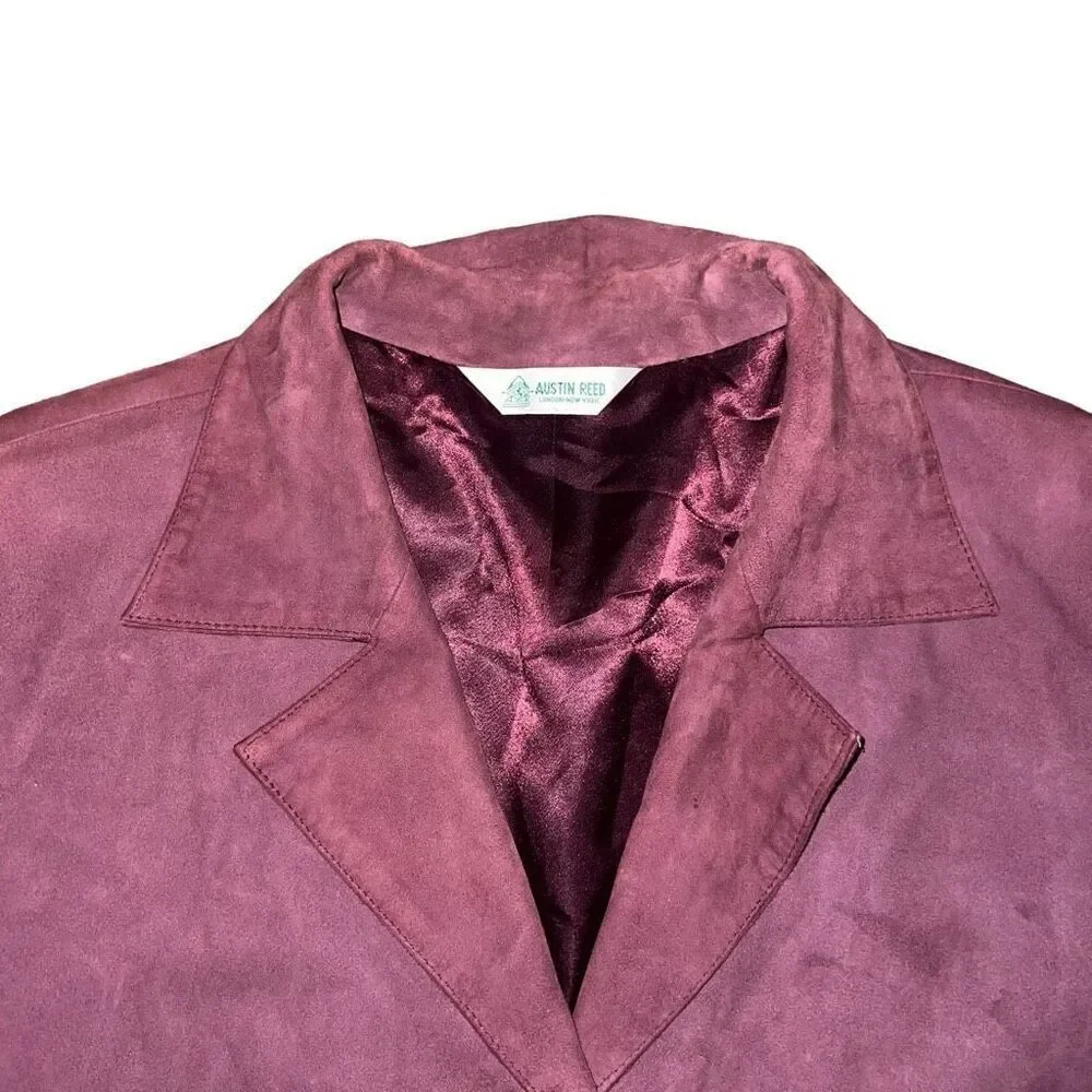 AUSTIN REED Wine Leather Suede 3 Button Jacket